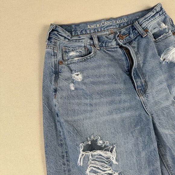 American Eagle‎ Relaxed Mom Jeans Women’s 2 Regular Blue Denim Distressed - Picture 7 of 16